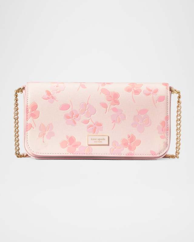 serena spring pansies leather chain wallet